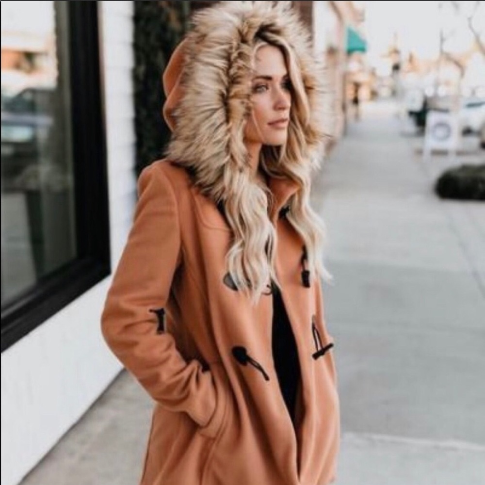 VICI | Jackson Pocketed Pea Coat w/ Fur Hood | S